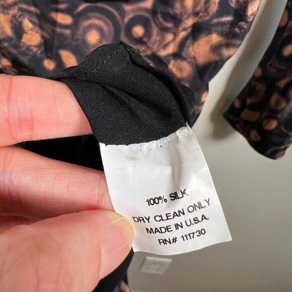 Douglas Hannant Silk Dress Size 8 Brown Black Party Cocktail Event Draped Back - Picture 12 of 12